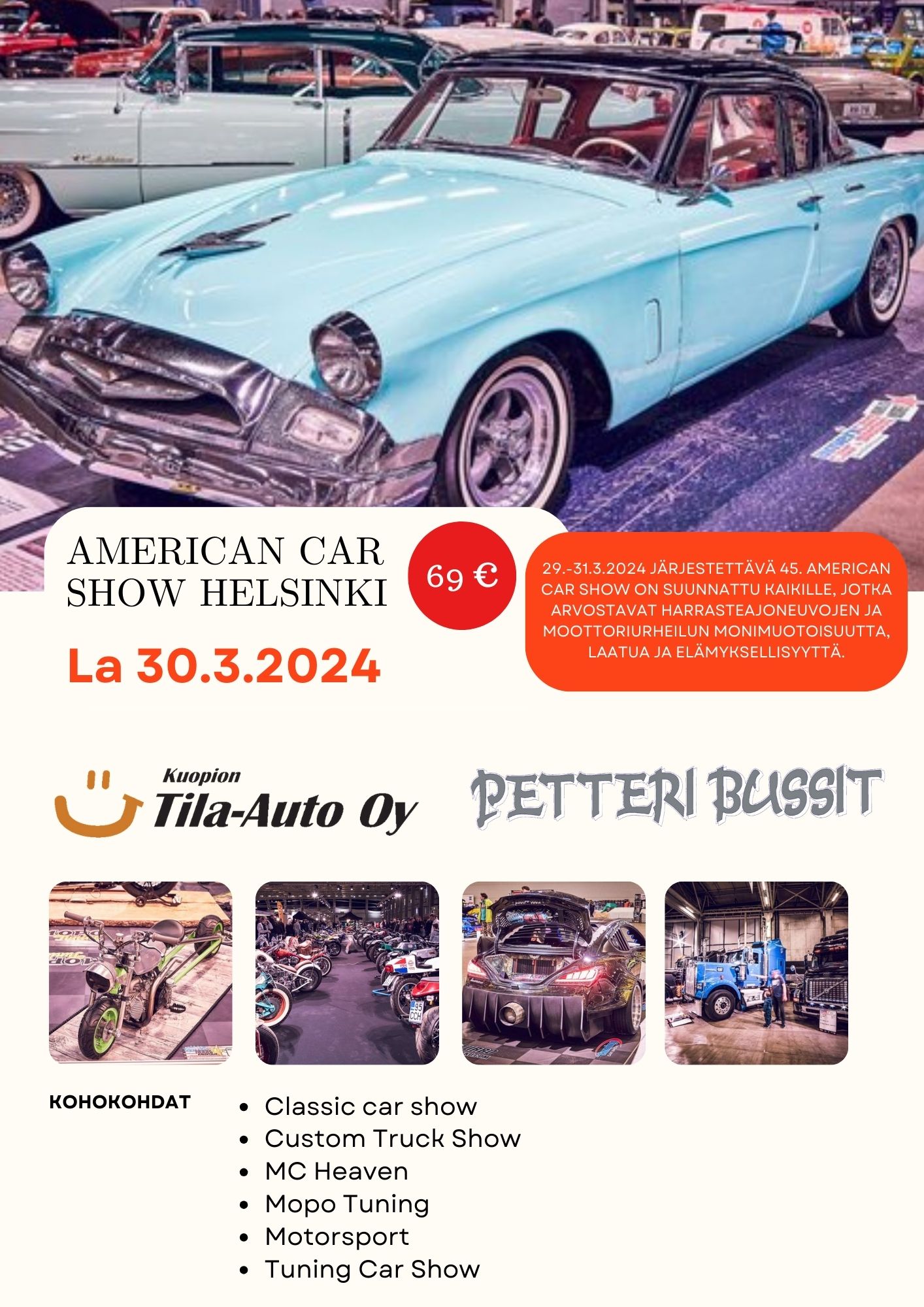 30.3.2024 American Car Show Helsinki messumatka